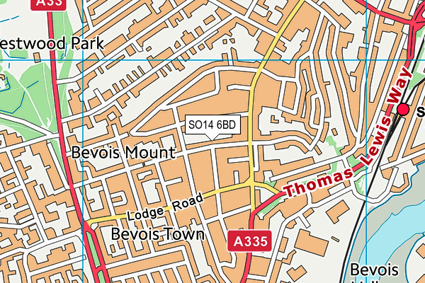 SO14 6BD map - OS VectorMap District (Ordnance Survey)