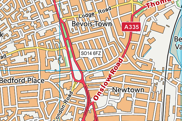 SO14 6FZ map - OS VectorMap District (Ordnance Survey)