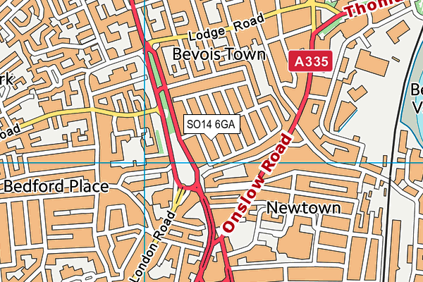 SO14 6GA map - OS VectorMap District (Ordnance Survey)