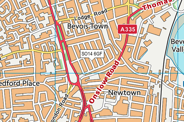 SO14 6GF map - OS VectorMap District (Ordnance Survey)