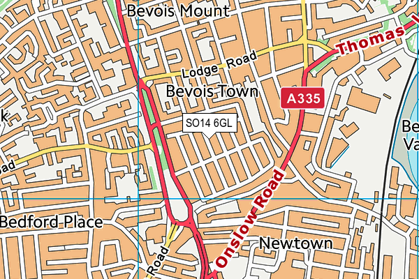 SO14 6GL map - OS VectorMap District (Ordnance Survey)