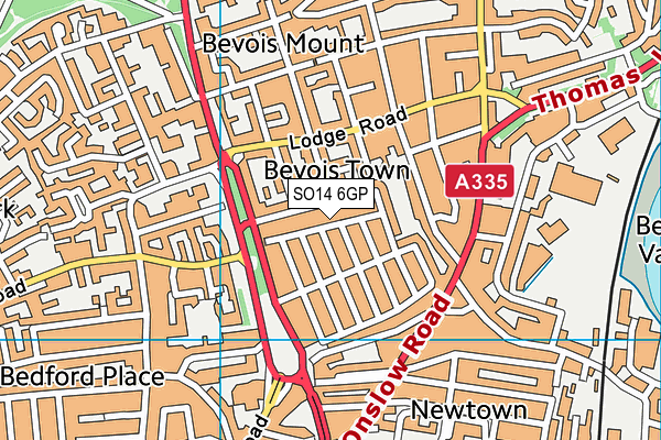 SO14 6GP map - OS VectorMap District (Ordnance Survey)