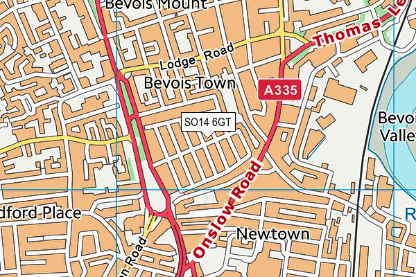 SO14 6GT map - OS VectorMap District (Ordnance Survey)