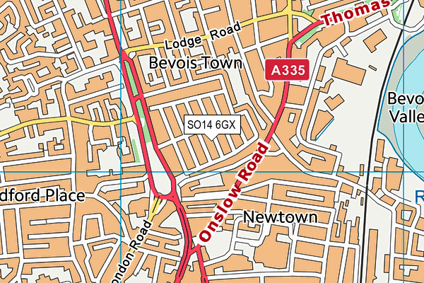 SO14 6GX map - OS VectorMap District (Ordnance Survey)