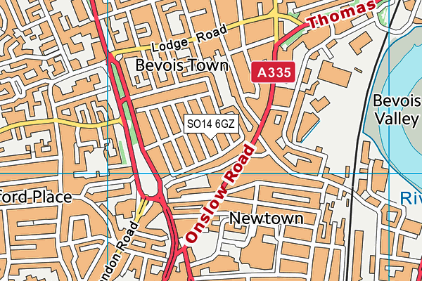 SO14 6GZ map - OS VectorMap District (Ordnance Survey)