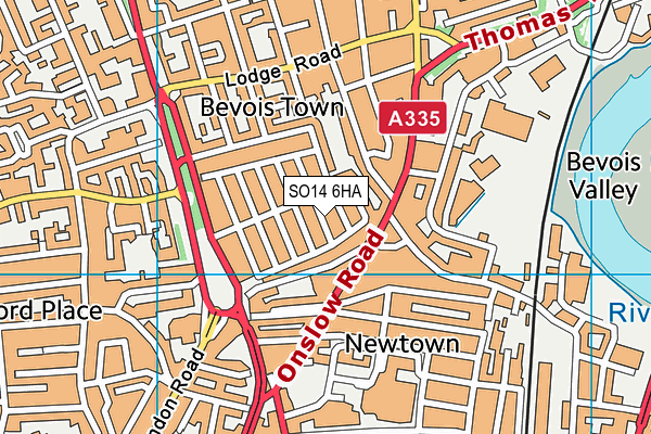 SO14 6HA map - OS VectorMap District (Ordnance Survey)