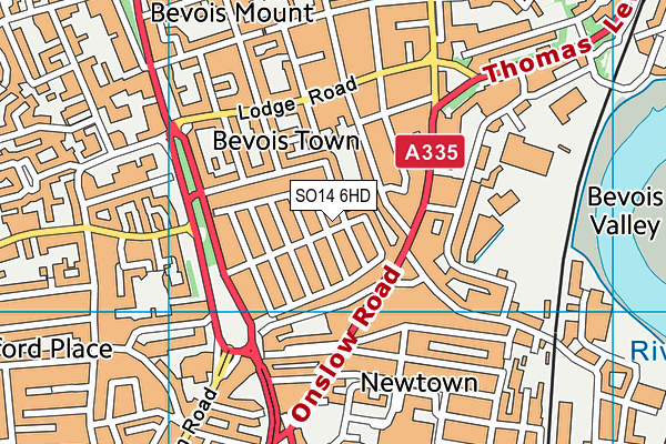 SO14 6HD map - OS VectorMap District (Ordnance Survey)