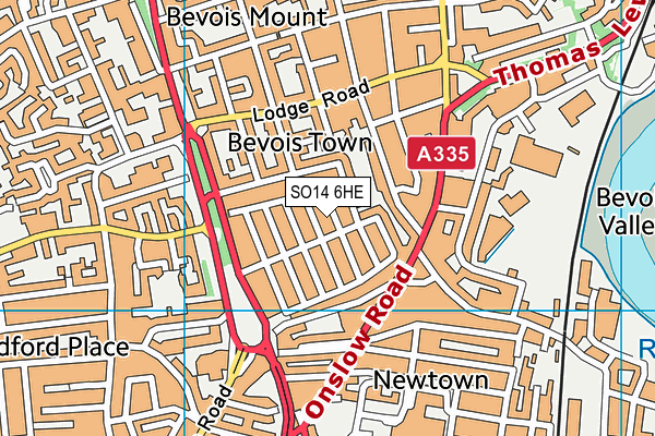 SO14 6HE map - OS VectorMap District (Ordnance Survey)