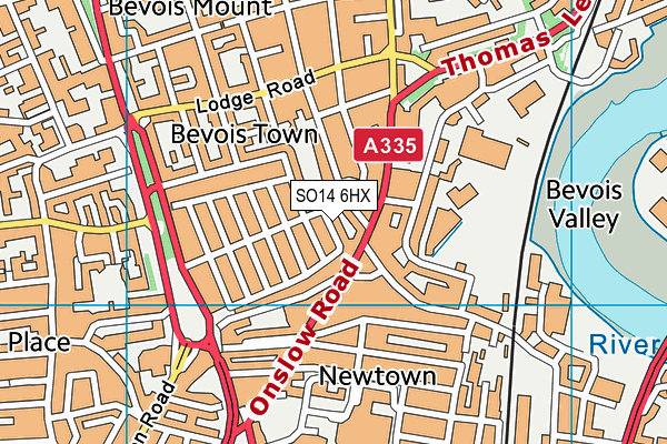 SO14 6HX map - OS VectorMap District (Ordnance Survey)