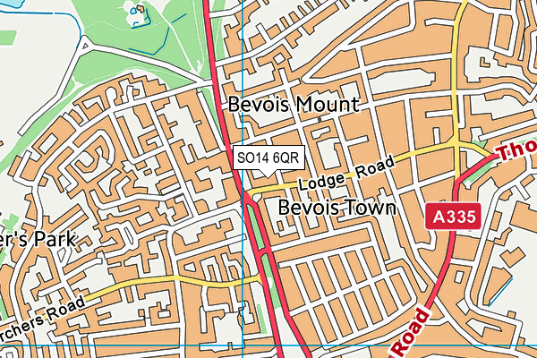 SO14 6QR map - OS VectorMap District (Ordnance Survey)