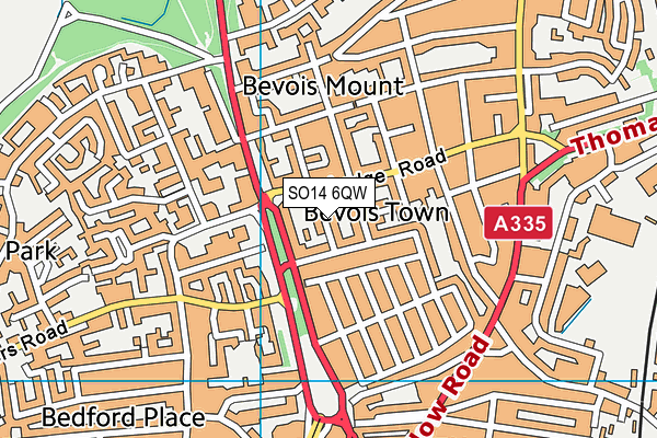 SO14 6QW map - OS VectorMap District (Ordnance Survey)