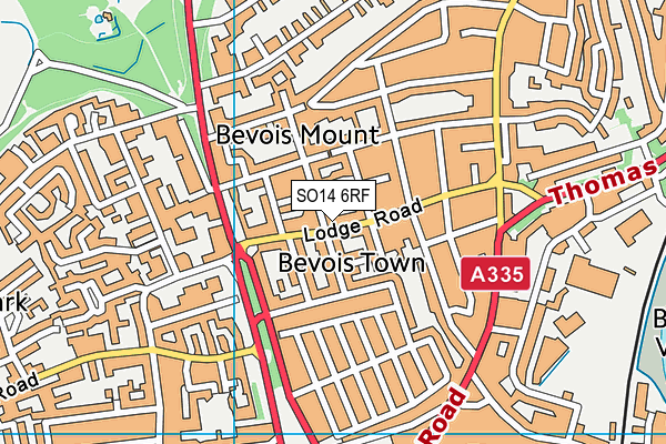 SO14 6RF map - OS VectorMap District (Ordnance Survey)