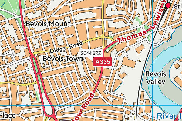 SO14 6RZ map - OS VectorMap District (Ordnance Survey)