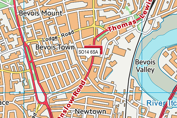 SO14 6SA map - OS VectorMap District (Ordnance Survey)