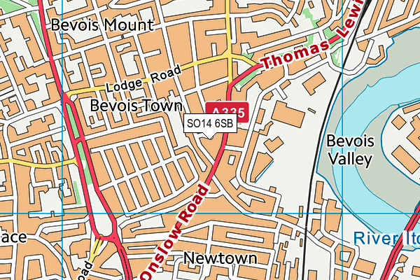 SO14 6SB map - OS VectorMap District (Ordnance Survey)