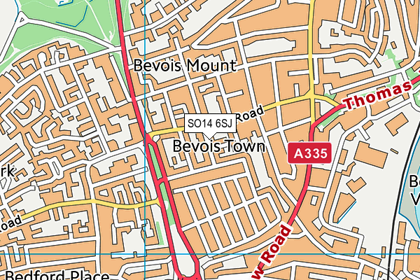 SO14 6SJ map - OS VectorMap District (Ordnance Survey)