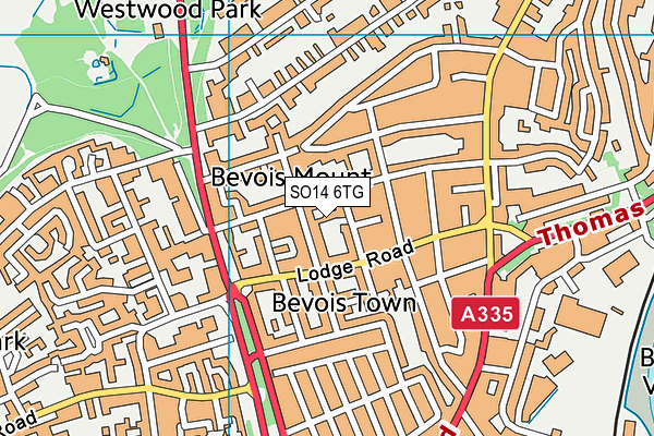 SO14 6TG map - OS VectorMap District (Ordnance Survey)