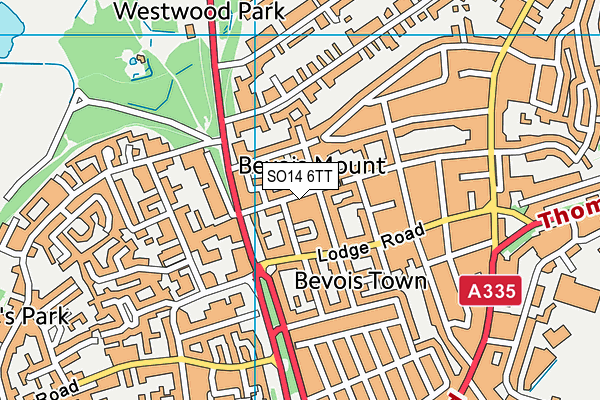 SO14 6TT map - OS VectorMap District (Ordnance Survey)