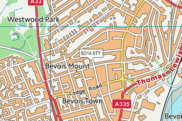 SO14 6TY map - OS VectorMap District (Ordnance Survey)