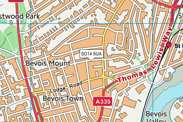 SO14 6UA map - OS VectorMap District (Ordnance Survey)