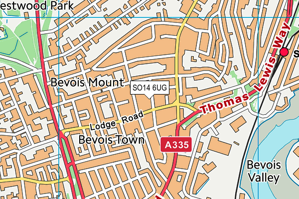 SO14 6UG map - OS VectorMap District (Ordnance Survey)