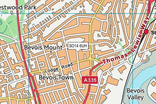 SO14 6UH map - OS VectorMap District (Ordnance Survey)