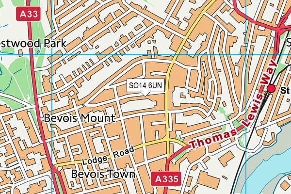 SO14 6UN map - OS VectorMap District (Ordnance Survey)