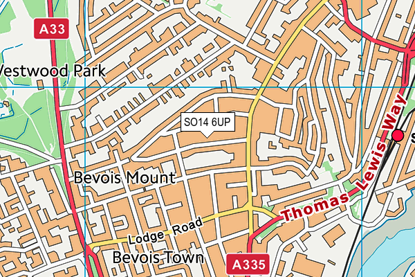 SO14 6UP map - OS VectorMap District (Ordnance Survey)