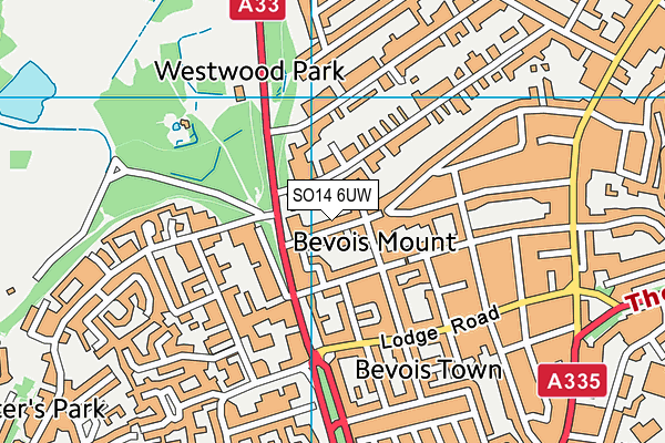 SO14 6UW map - OS VectorMap District (Ordnance Survey)