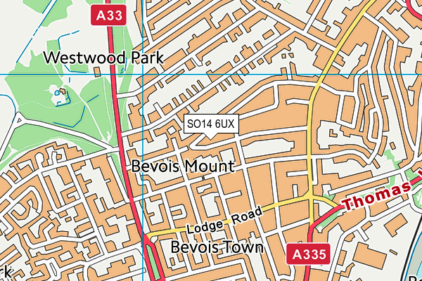 SO14 6UX map - OS VectorMap District (Ordnance Survey)