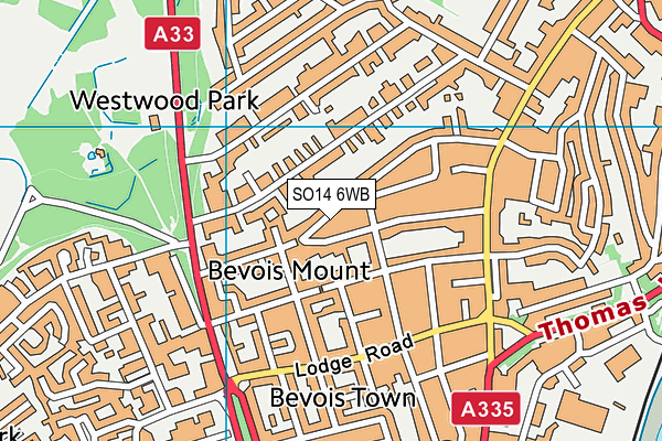 SO14 6WB map - OS VectorMap District (Ordnance Survey)