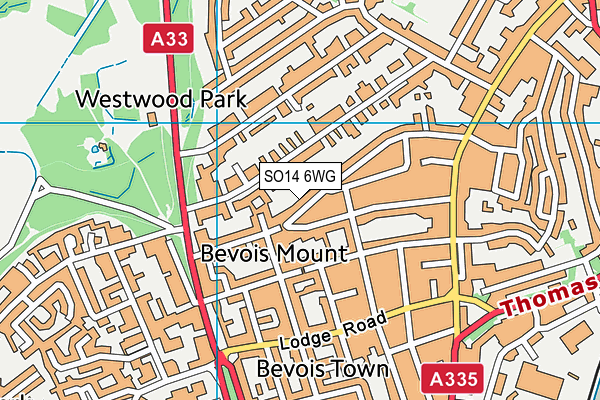 SO14 6WG map - OS VectorMap District (Ordnance Survey)