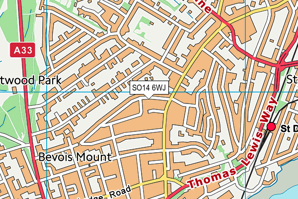 SO14 6WJ map - OS VectorMap District (Ordnance Survey)