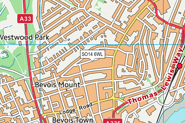 SO14 6WL map - OS VectorMap District (Ordnance Survey)