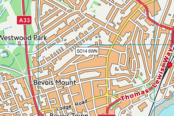 SO14 6WN map - OS VectorMap District (Ordnance Survey)