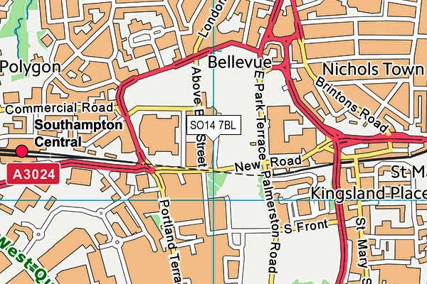 SO14 7BL map - OS VectorMap District (Ordnance Survey)