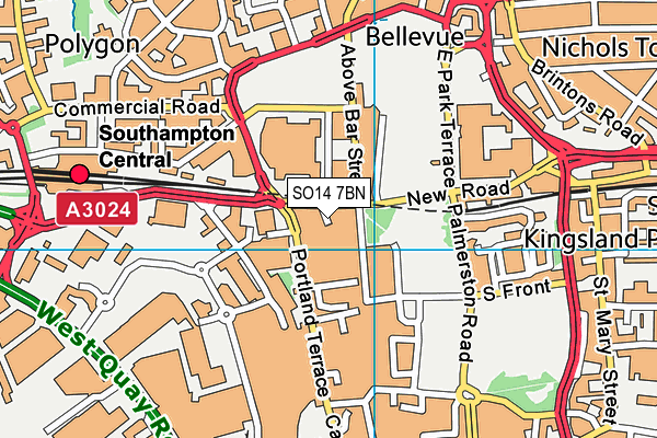 SO14 7BN map - OS VectorMap District (Ordnance Survey)