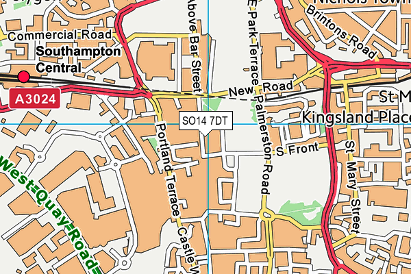 SO14 7DT map - OS VectorMap District (Ordnance Survey)