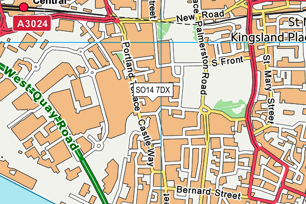 SO14 7DX map - OS VectorMap District (Ordnance Survey)