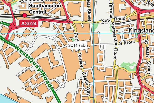 SO14 7ED map - OS VectorMap District (Ordnance Survey)