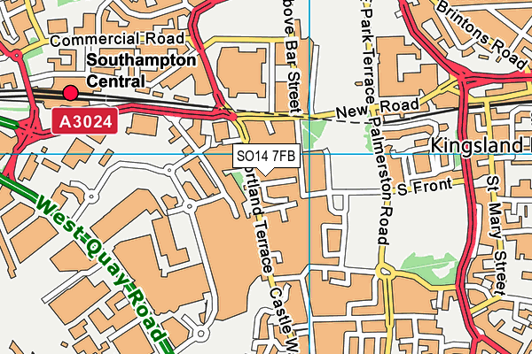 SO14 7FB map - OS VectorMap District (Ordnance Survey)