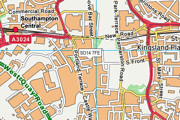 SO14 7FE map - OS VectorMap District (Ordnance Survey)