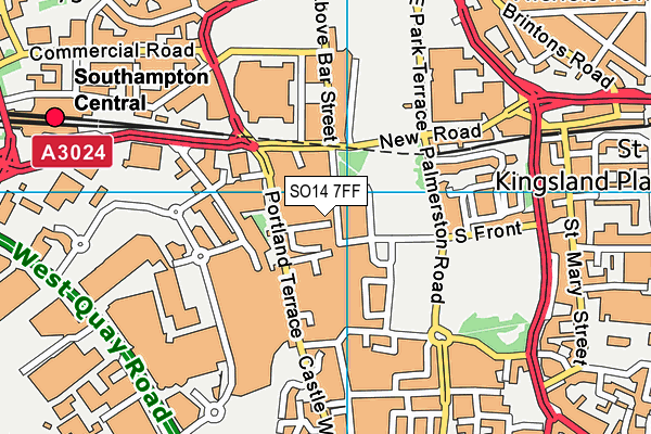 SO14 7FF map - OS VectorMap District (Ordnance Survey)