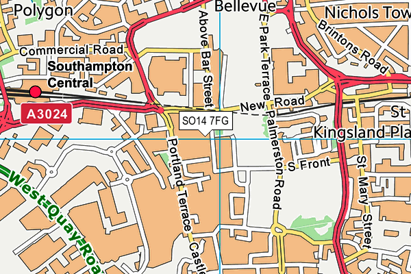 SO14 7FG map - OS VectorMap District (Ordnance Survey)