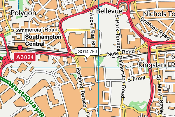 SO14 7FJ map - OS VectorMap District (Ordnance Survey)