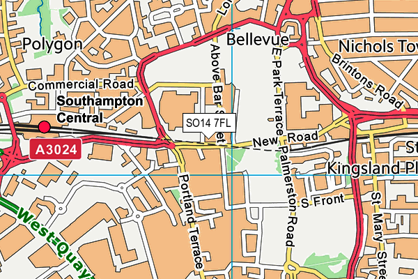 SO14 7FL map - OS VectorMap District (Ordnance Survey)