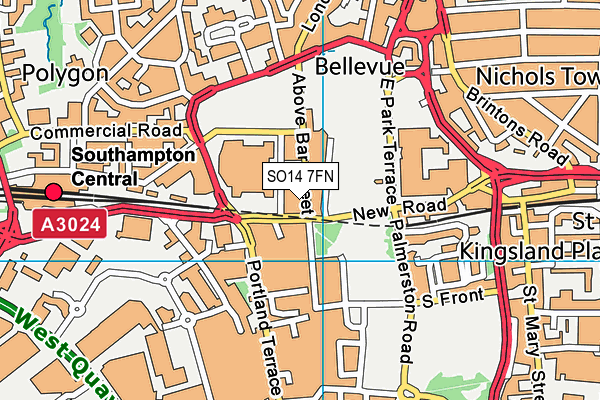 SO14 7FN map - OS VectorMap District (Ordnance Survey)