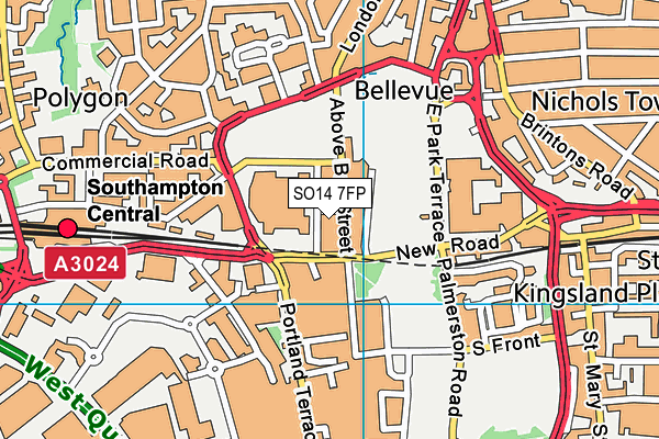 SO14 7FP map - OS VectorMap District (Ordnance Survey)