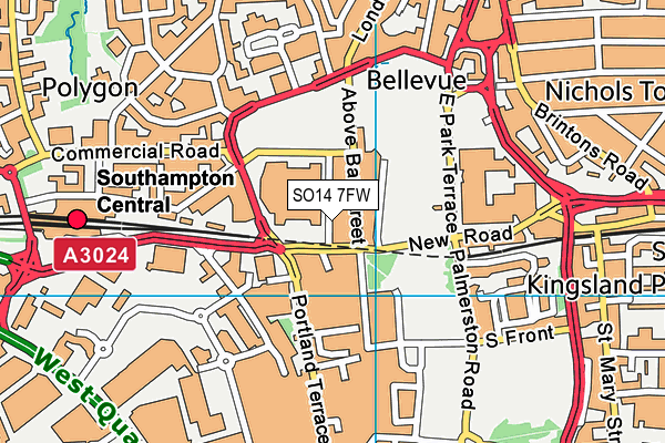 SO14 7FW map - OS VectorMap District (Ordnance Survey)