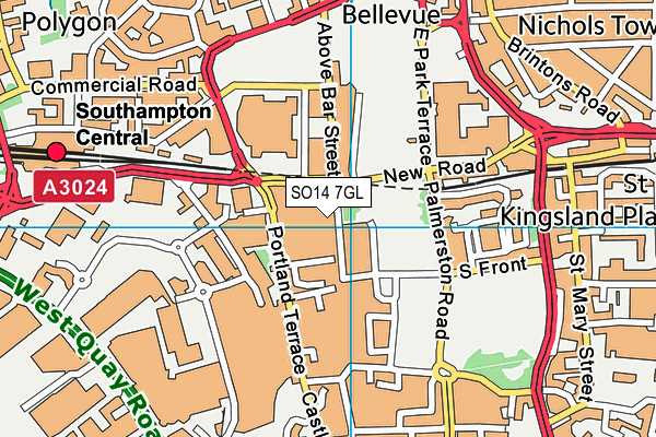 SO14 7GL map - OS VectorMap District (Ordnance Survey)